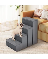 Gymax 4-Step Dog Stairs w/Adjustable Steps for High Beds Sofas for Small and Medium Dogs
