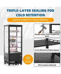 gaomon Refrigerated Display Case, Countertop Pastry Display Case Commercial Display Refrigerator with Led Lighting, Frost-Free Air-Cooling