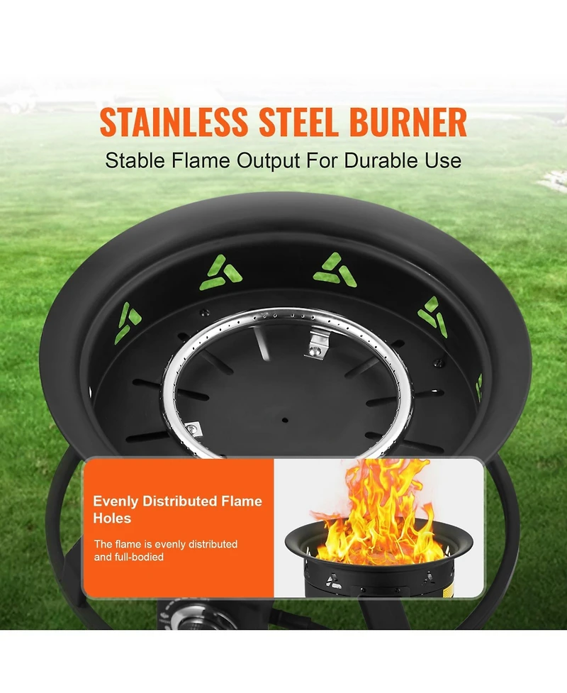 Ecooso 19-Inch Propane Fire Pit with Cover and Lava Rocks, 58,000 Btu, Adjustable Flame