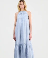 T Tahari Women's Halter Neck A-Line Maxi Dress