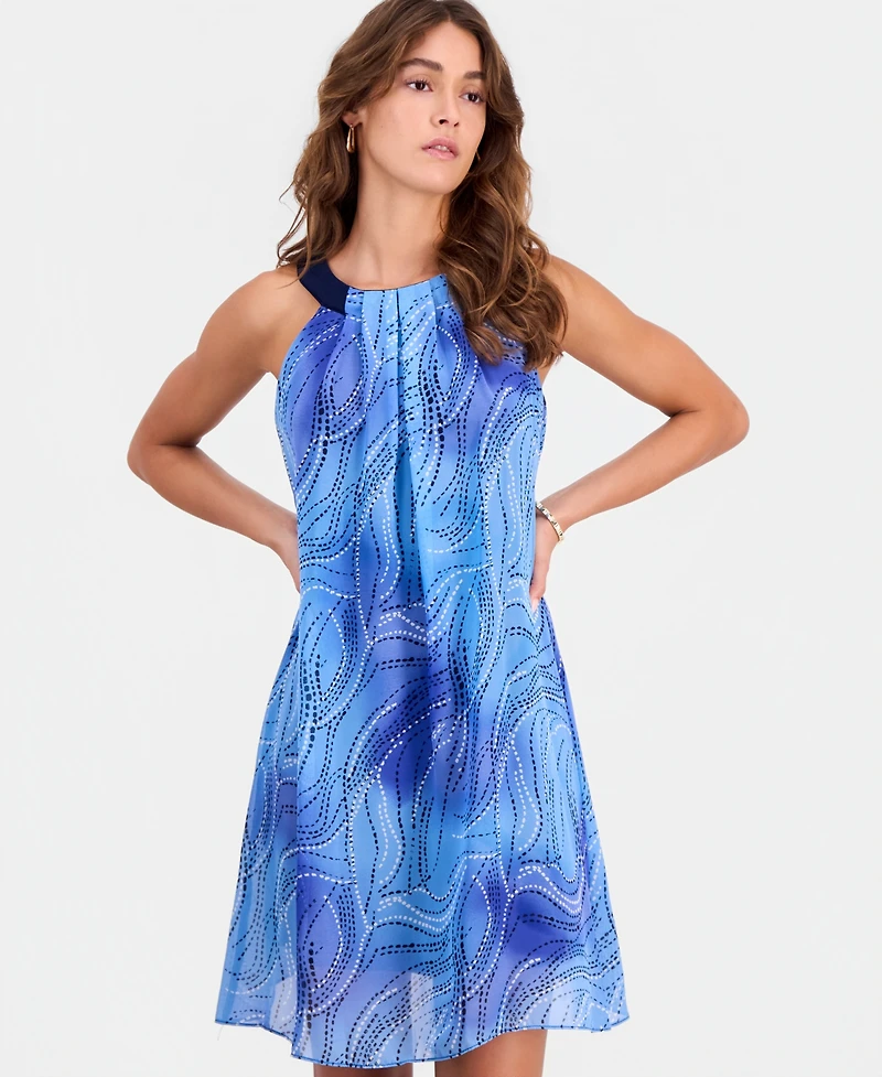 Robbie Bee Petite Printed Sleeveless Trapeze Dress