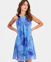 Robbie Bee Petite Printed Sleeveless Trapeze Dress