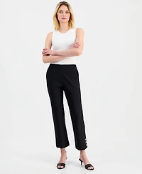 T Tahari Women's Button-Hem Cropped Pants