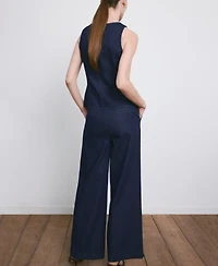 Mango Women's Wide Leg Mid-Rise Jeans