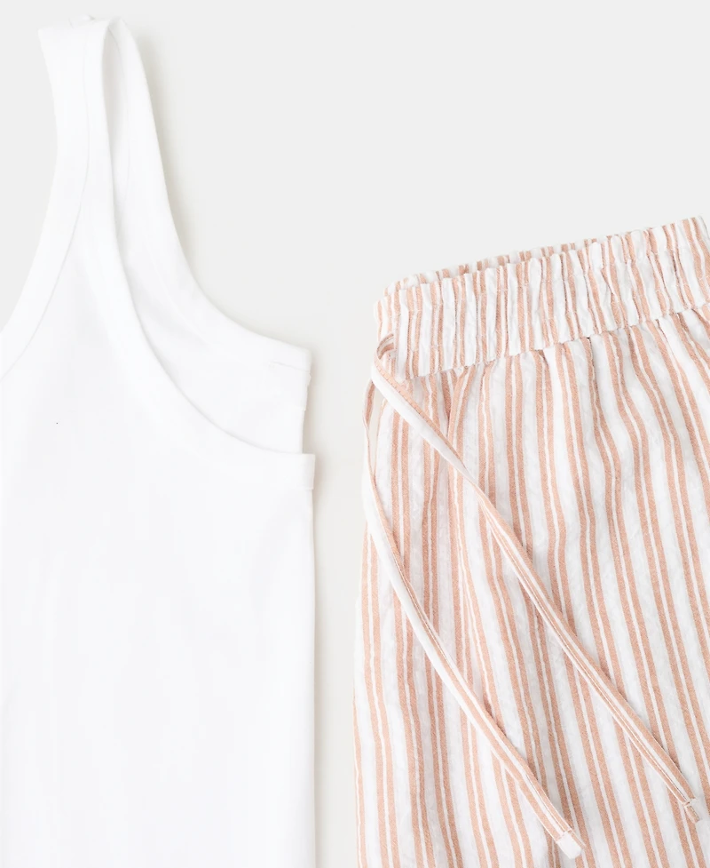 Mango Women's Two-Piece Cotton Striped Pajamas