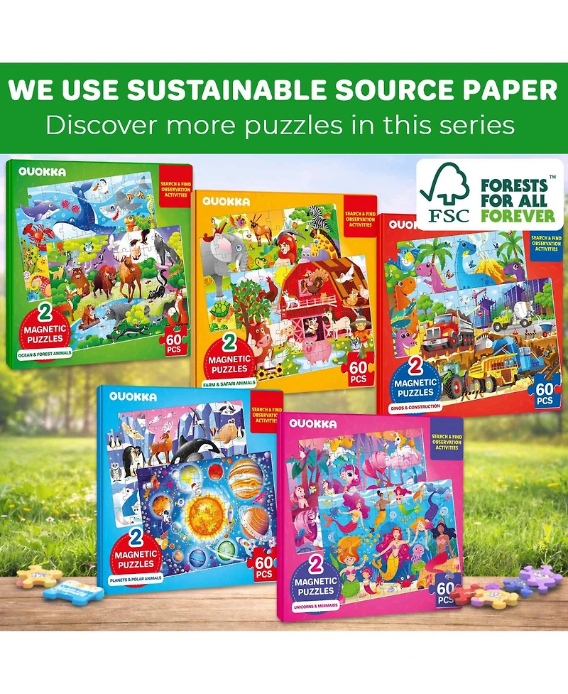 Quokka Magnetic Puzzles for Toddlers 3-5 – Search and Find 2 Pack, 60 Pieces Each