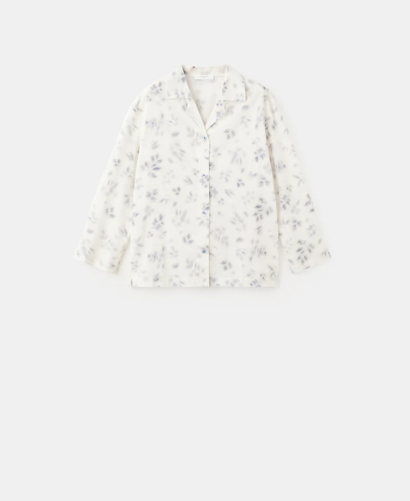 Mango Women's Floral-Print Cotton Pyjama Top