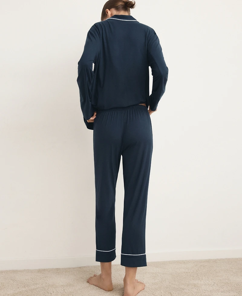 Mango Women's Two-Piece Piping Detail Pajamas