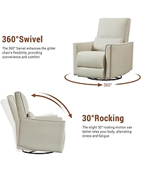 gaomon Ergonomic Swivel Rocking Recliner, Manual Pu Leather Glider, High Back, Padded Armrests, Sofa for Living Room