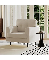 gaomon Ergonomic Linen Accent Chair, Wide Armrests, 38" Upholstered Reading Chair, High-Density Cushion