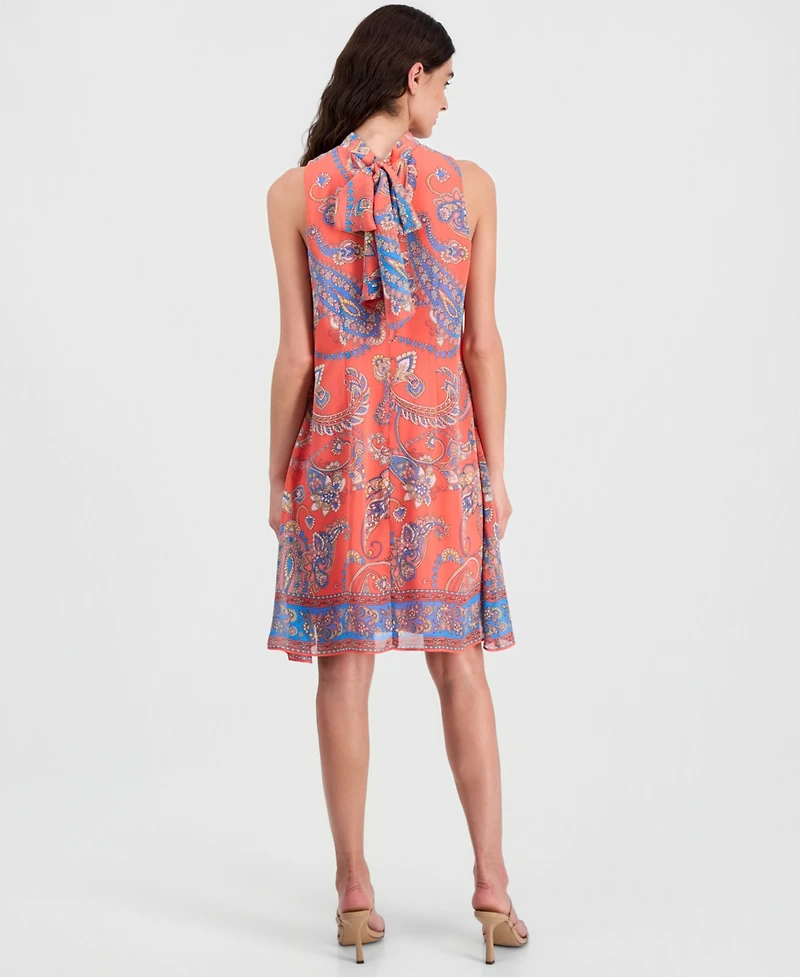 Robbie Bee Women's Printed Mock Neck Sleeveless Shift Dress
