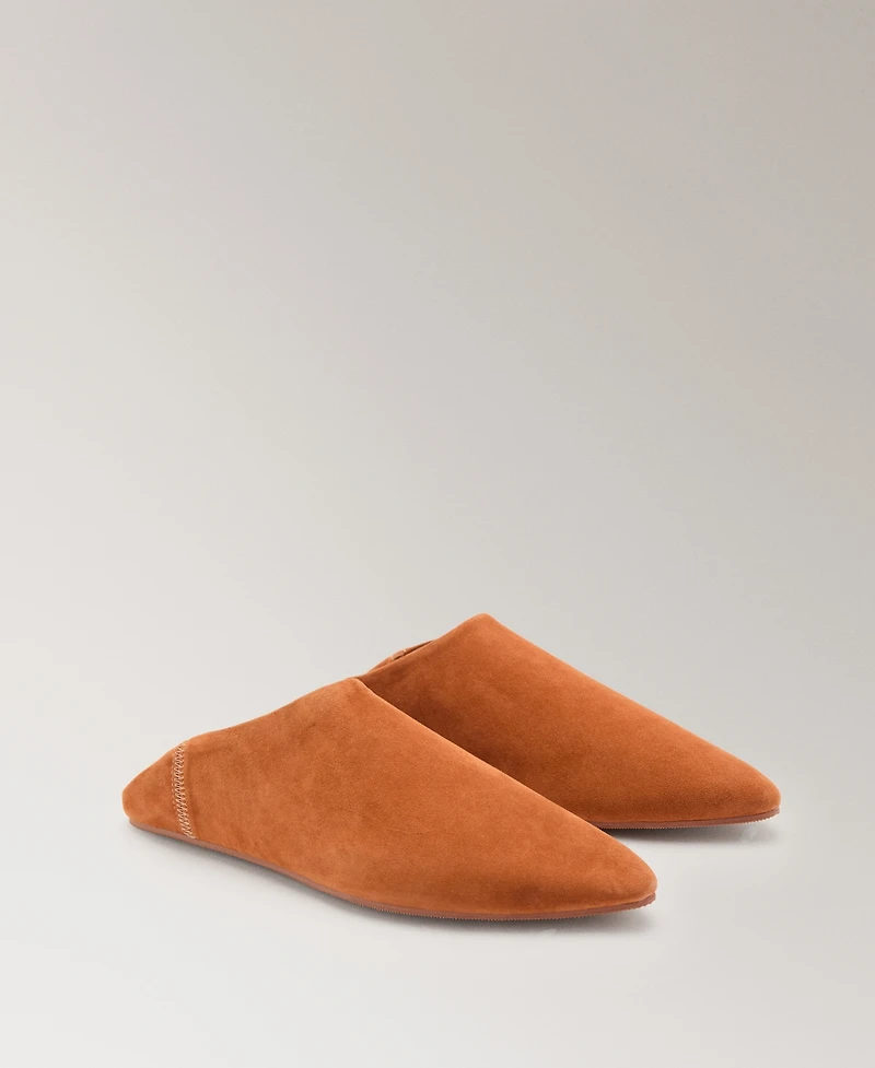 Mango Women's Stitching Detail Leather Clogs