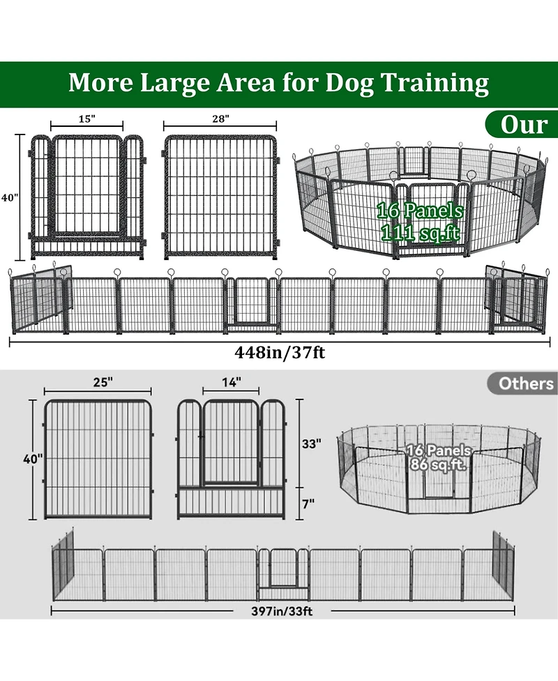 Aostirmotor Portable Outdoor Dog Playpen for Rv, Camping & Yard – 16 Extra-Wide Panels