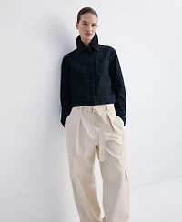 Mango Women's Pockets Fitted Denim Jacket