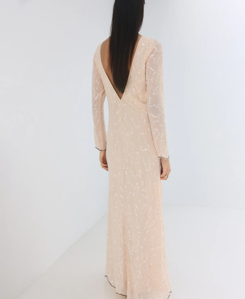 Mango Women's Open Back Sequin Dress