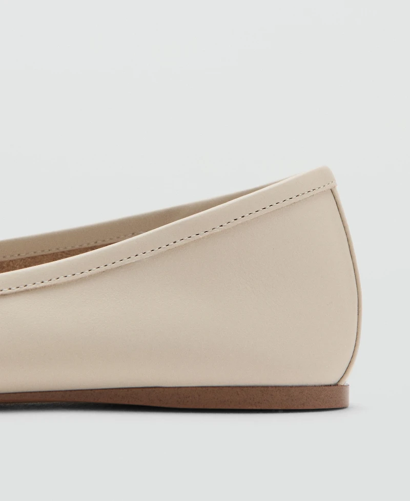Mango Women's Bow Leather Ballet Flats