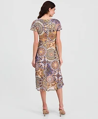 Robbie Bee Women's Printed Tie-Waist Midi Dress