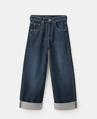 Mango Women's Turn-Up Hem Wide Leg Jeans