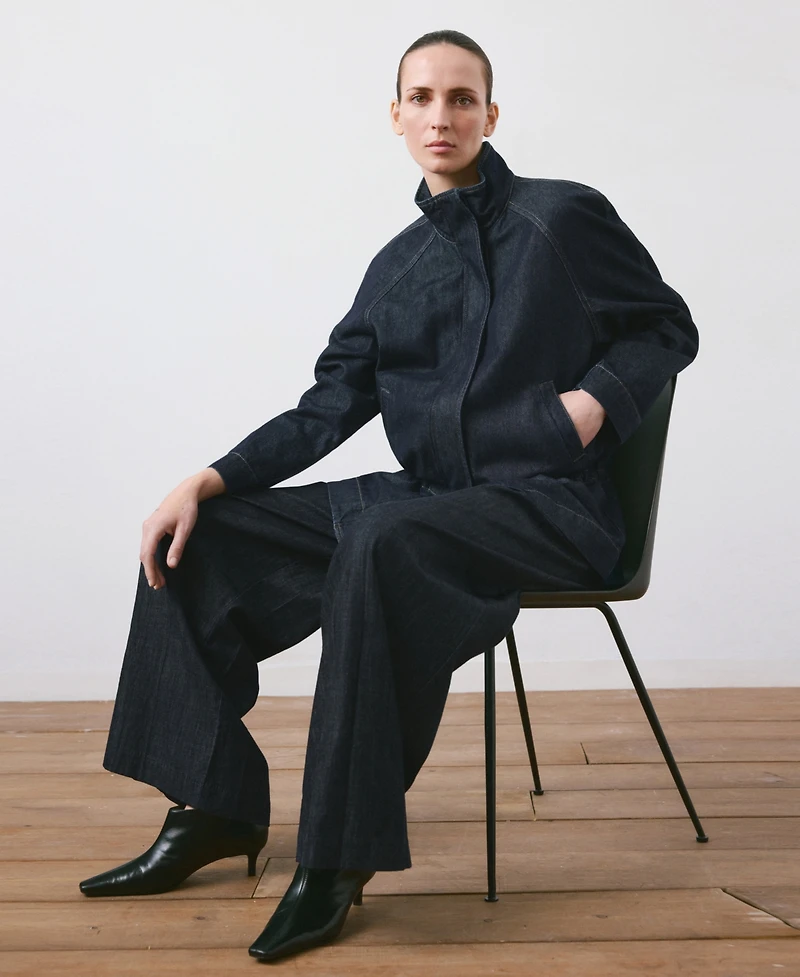 Mango Women's Wide Leg Denim Pants