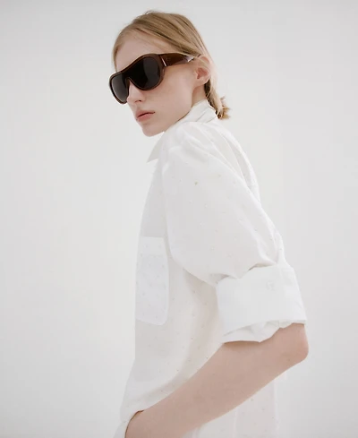 Mango Women's Pocket Cultivated Pearl Shirt