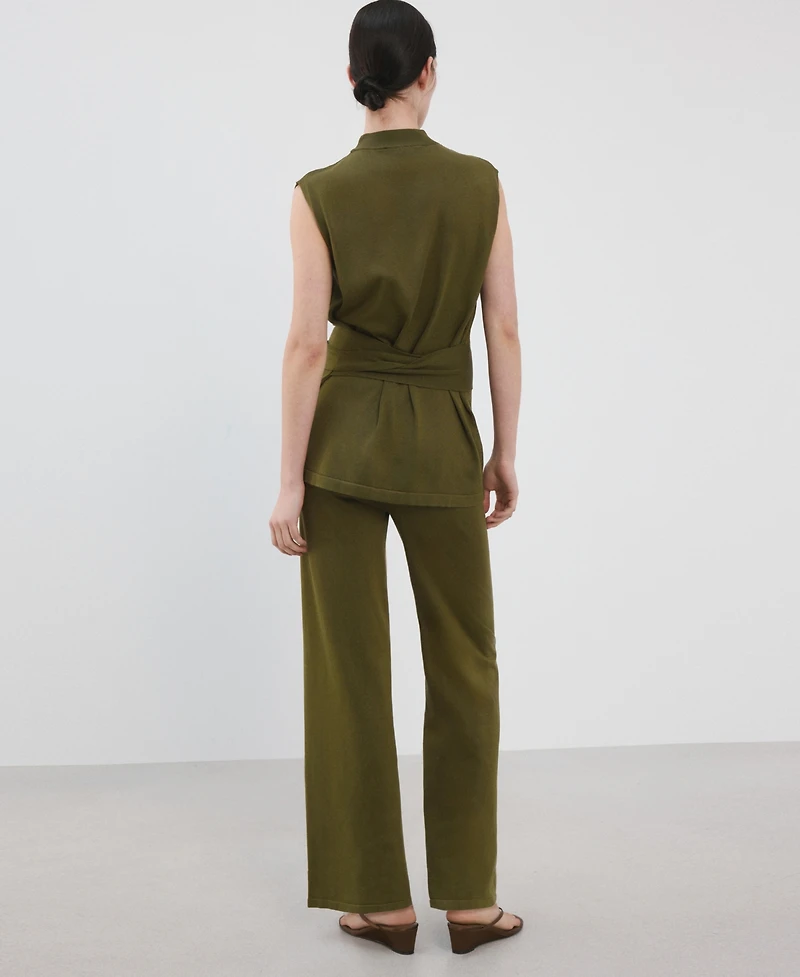 Mango Women's Fine-Knit Straight-Fit Pants