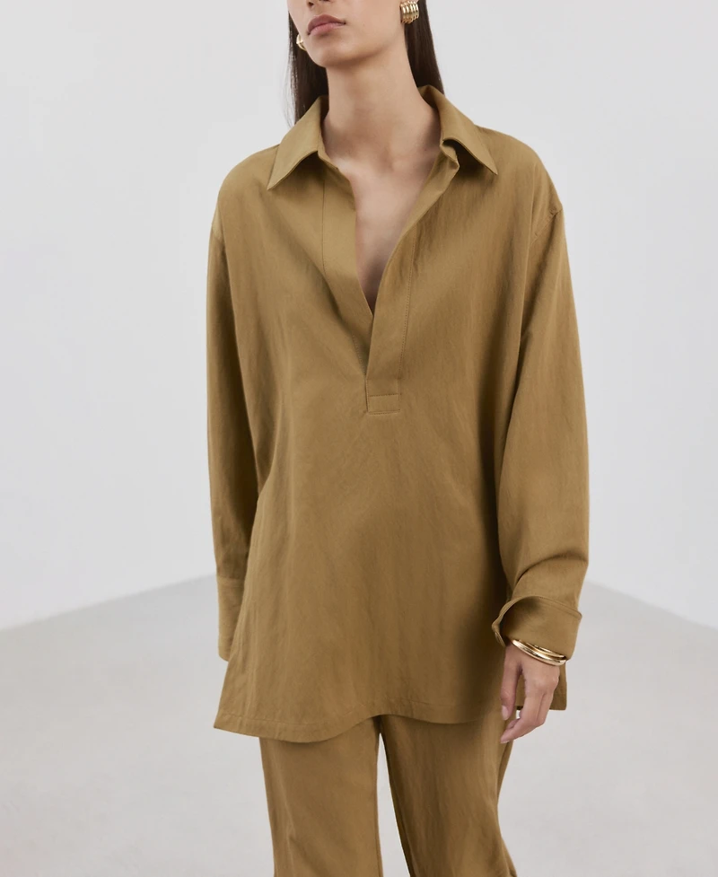 Mango Women's Collared Oversized Shirt