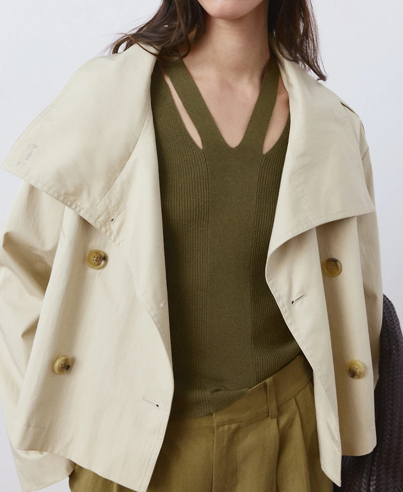 Mango Women's Combined Neckline Fine-Knit Top