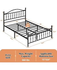 gaomon King Metal Platform Bed Frame with Decorative Headboard & Footboard, Heavy Duty Steel Slats, Underbed Storage
