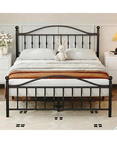 gaomon King Metal Platform Bed Frame with Decorative Headboard & Footboard, Heavy Duty Steel Slats, Underbed Storage