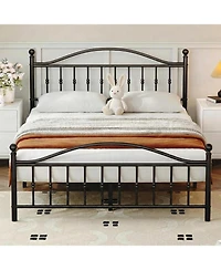 gaomon King Metal Platform Bed Frame with Decorative Headboard & Footboard, Heavy Duty Steel Slats, Underbed Storage