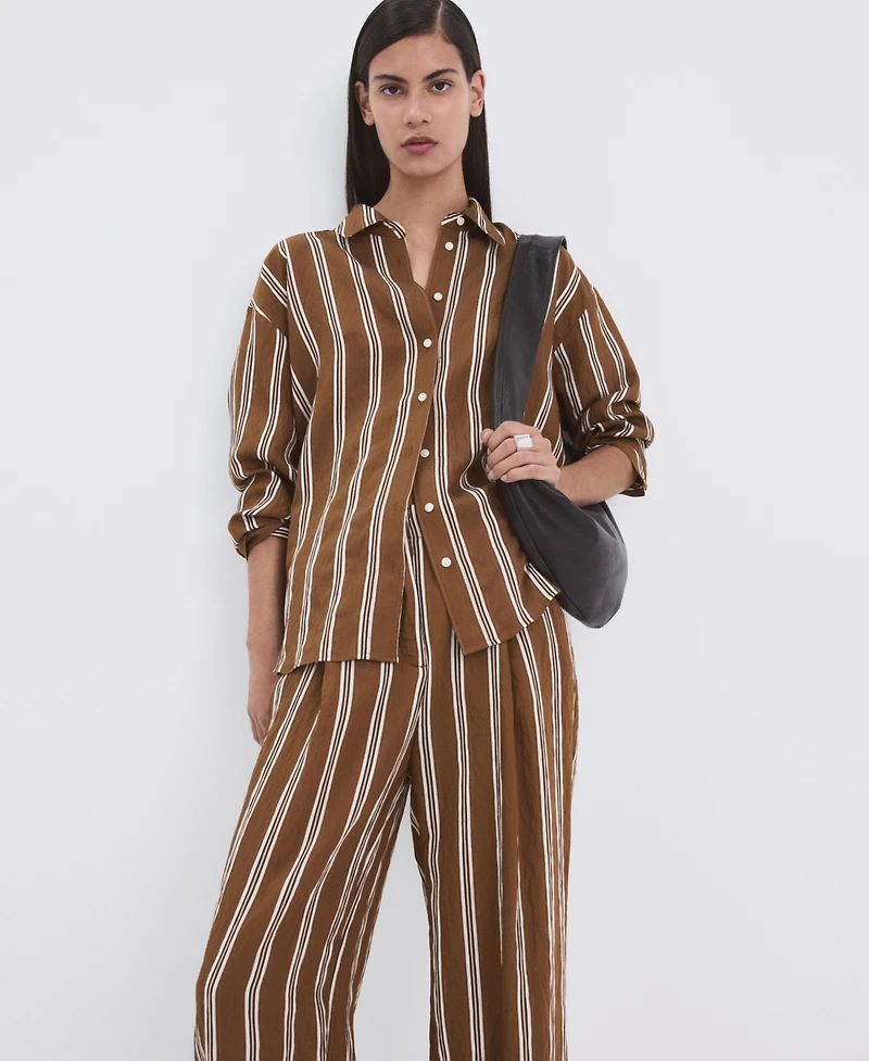 Mango Women's Pleated Striped Pants