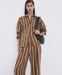 Mango Women's Pleated Striped Pants