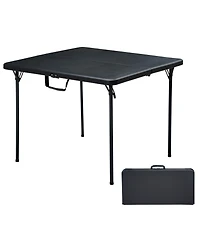 Decksplore 36 Inch Blow Molded Folding Table Compact Portable Fold Card Tables Desk Lightweight Design with Non for Home Patio Balcony Rv
