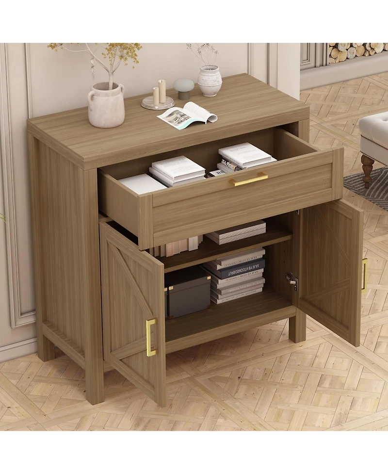 gaomon Buffet Sideboard Cabinet, Kitchen Storage with 1 Drawer and 2 Doors, Wood Coffee Bar with Adjustable Shelf