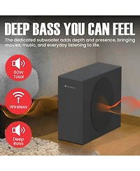 Audiosource 2.1 Soundbar, Wireless Subwoofer w/Dolby Atmos, Bluetooth Streaming for Smart Tv and Multi-Devices, Compact Design, 240W Max Output