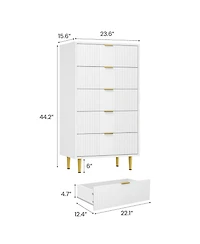 gaomon Fluted 5-Drawer Dresser, Modern Wooden Chest with Metal Handles, Space-Saving Clothes Storage for Bedroom, Living Room, Hallway