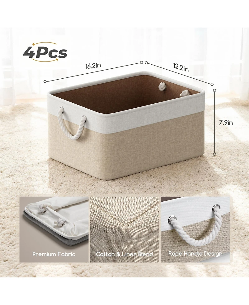 Sugift 4 Pack Collapsible and Stackable Plastic Storage Bins with Attached Lid