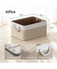 Sugift 4 Pack Collapsible and Stackable Plastic Storage Bins with Attached Lid