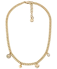 Michael Kors Multi Charms Curb Chain Necklace