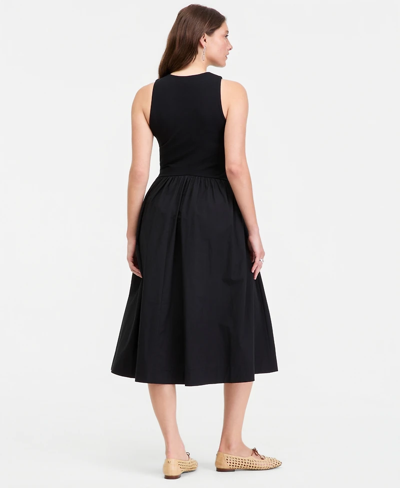 On 34th Women's Curved-Waist Mixed-Media Midi Dress, Macy's Exclusive