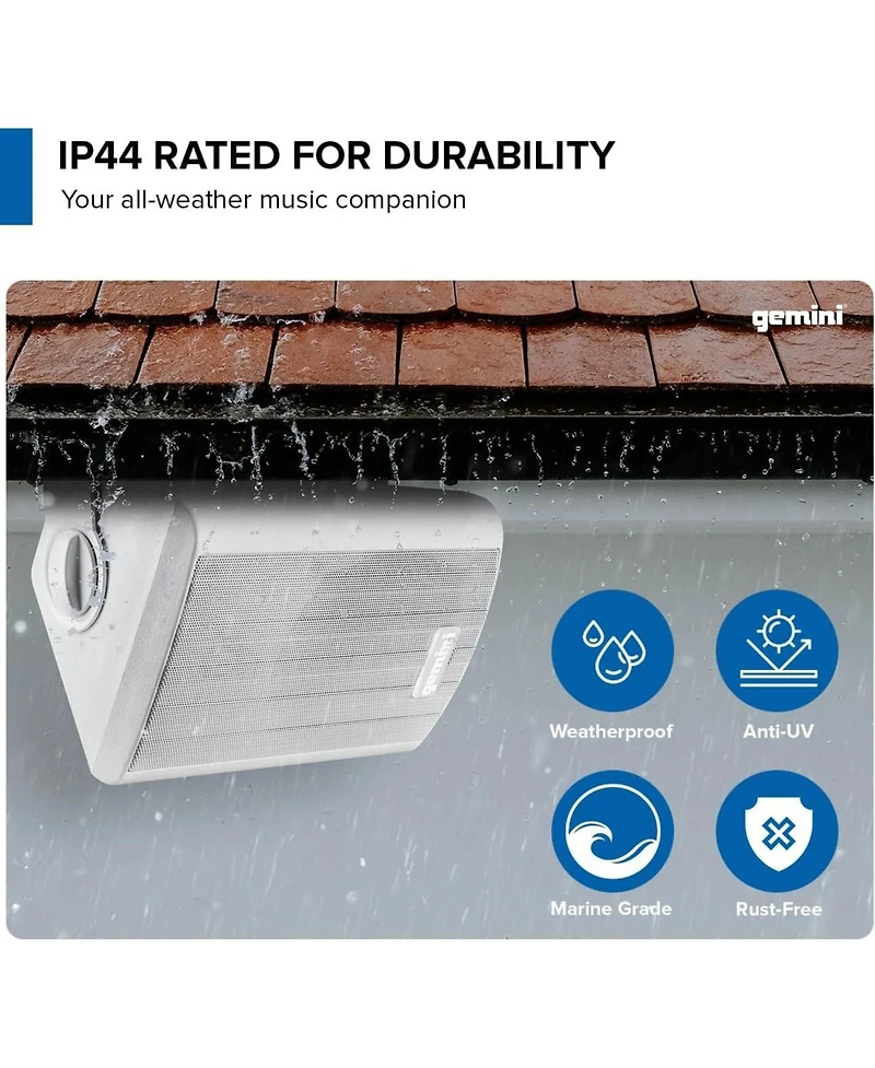 Gemini Ghsi-W400BT-pr-wht 4" Waterproof Outdoor Bluetooth Speakers (2024)