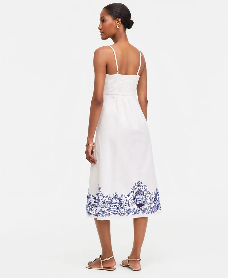 On 34th Women's Linen Blend Solid Cutwork Tank Midi Dress, Macy's Exclusive