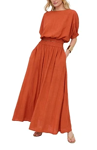 Raffya Women's Sesame Elasticated Waist Maxi Skirt