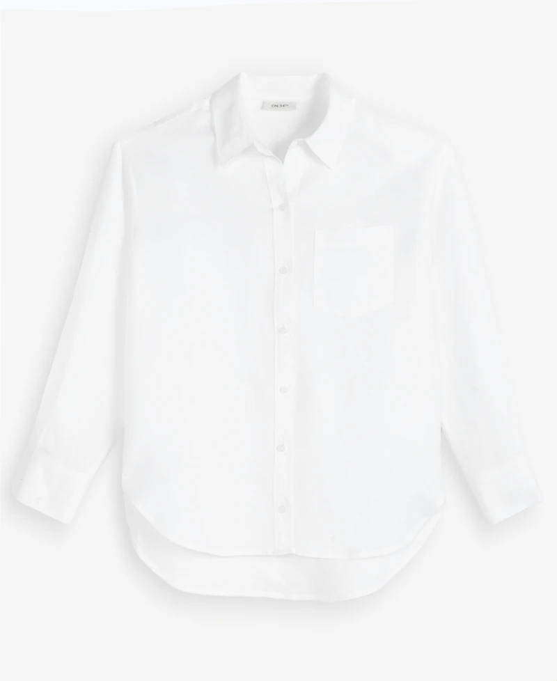 On 34th Women's Linen-Blend Relaxed Button-Down Shirt, Macy's Exclusive