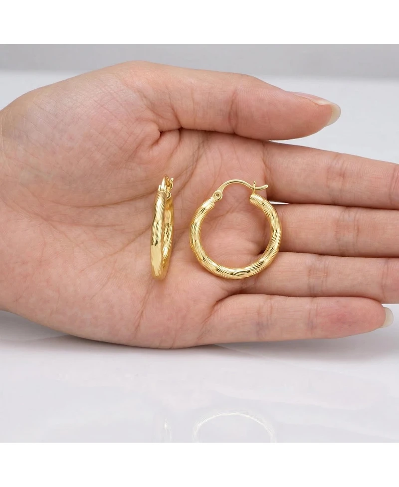 Twisted Hoop Earrings White Gold Plated or 14K