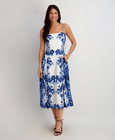 Siena Women's Printed Square Neck Midi Dress
