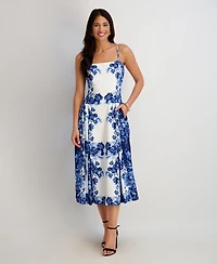 Siena Women's Printed Square Neck Midi Dress