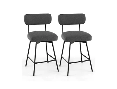 Slickblue 25 Inch 2-Piece Modern Upholstered Bar Stools with Back and Footrests
