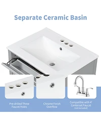 Casainc Modern Bathroom Vanity with Sink 3 Drawers Adjustable Shelf Cabinet