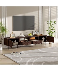 sumyeg Modern Tv Stand for TVs with Closed Storage & Cable Management, Soft-Closing Hinges, Iron Legs for Living Room